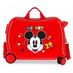 Valise trotteur enfant DISNEY Mickey "Get Moving" rouge | Bagage garçon Disney ludique original