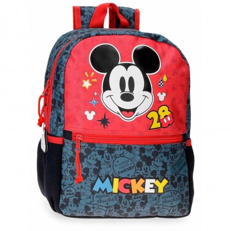 Sac à dos maternelle garçon Disney MICKEY "Get Moving" 32cm bleu rouge | Petit cartable école dessin animé