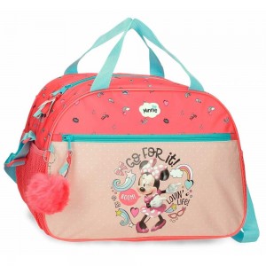 Sac de voyage fille DISNEY Minnie "Lovin'Life" rose corail | Bagage enfant original pas cher