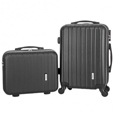 Set de 2 bagages TRAVEL'S "Bari" noir | valise cabine + valise underseat spécial vol low cost Easyjet Ryanair