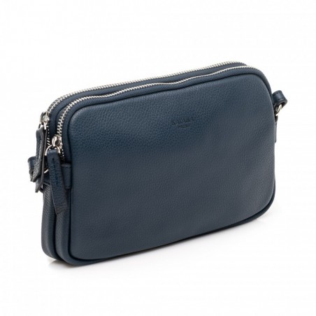 Sac bandoulière en cuir 2 cpts KATANA bleu marine | sac à main femme porté travers pas cher