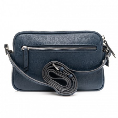 Sac bandoulière en cuir 2 cpts KATANA bleu marine | sac à main femme porté travers pas cher Sac bandoulière en cuir 2 cpts KATANA bleu marine | sac à main femme porté travers pas cher