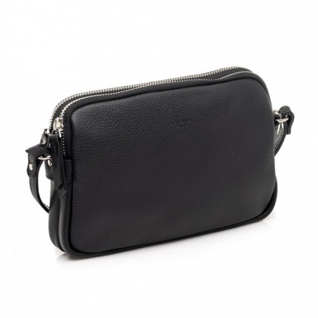 Sac bandoulière en cuir 2 cpts KATANA noir | sac à main femme porté travers pas cher Sac bandoulière en cuir 2 cpts KATANA noir | sac à main femme porté travers pas cher