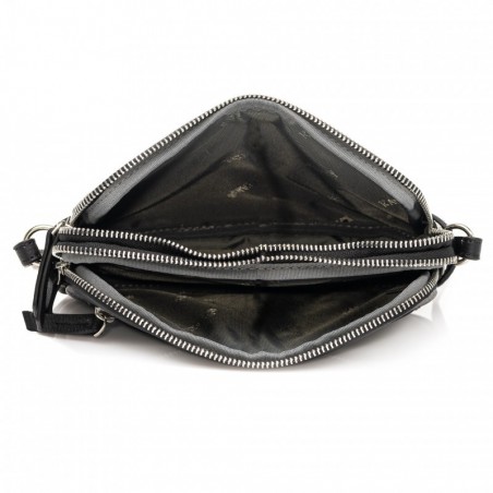 Sac bandoulière en cuir 2 cpts KATANA noir | sac à main femme porté travers pas cher