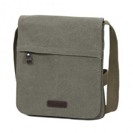 Sacoche homme en toile et cuir KATANA kaki Planetebag