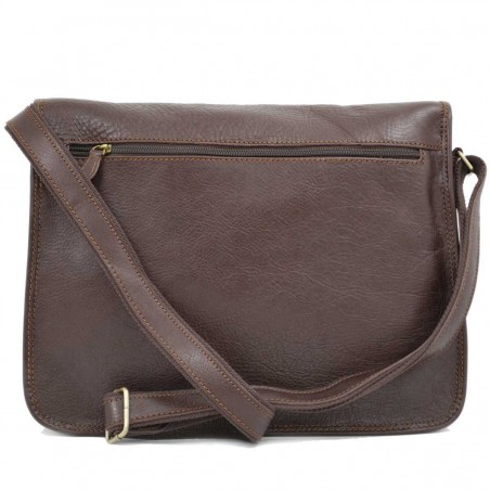 Besace homme en cuir KATANA marron foncé chocolat | Sacoche format A4 porté croisé qualité