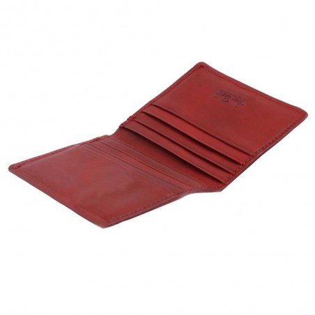 Porte-cartes en cuir TONY PEROTTI "Végétale" rouge | Portefeuille petit format homme femme écologique