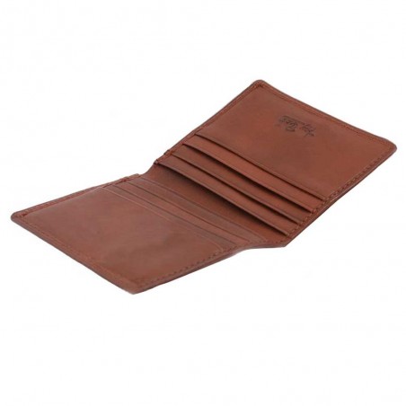 Porte-cartes en cuir TONY PEROTTI "Végétale" marron | Portefeuille petit format homme femme écologique