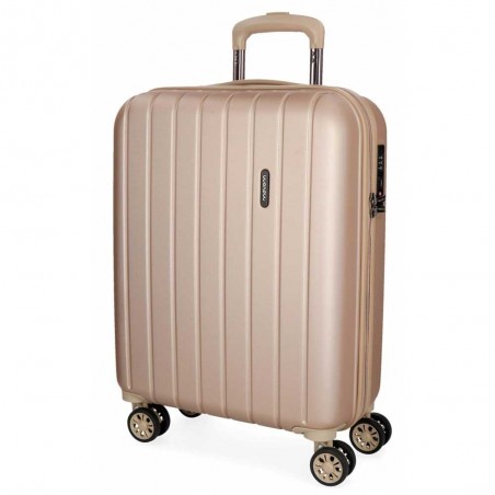 Valise cabine 55cm MOVOM "Wood" champagne doré | Bagage petite taille avion rigide pas cher sécurisé cadenas TSA intégré