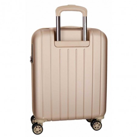 Valise cabine 55cm MOVOM "Wood" champagne doré | Bagage petite taille avion rigide pas cher sécurisé cadenas TSA intégré