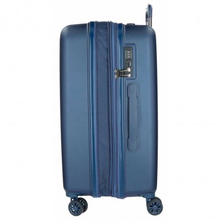Valise extensible 75cm MOVOM "Wood" bleu marine | Bagage grande taille 2 semaines pas cher