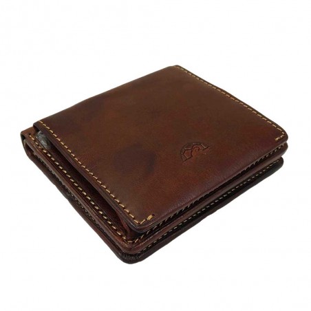 Portefeuille en cuir TONY PEROTTI "Végétale" marron | Porte-monnaie homme cuir italien style classique qualité luxe pas cher