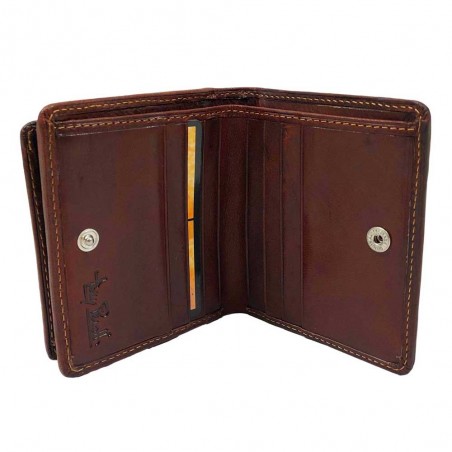 Portefeuille en cuir TONY PEROTTI "Végétale" marron | Porte-monnaie homme cuir italien style classique qualité luxe pas cher