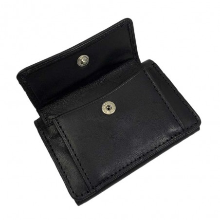 Mini portefeuille en cuir TONY PEROTTI "Végétale" noir | Petite maroquinerie porte-monnaie homme cuir italien qualité luxe