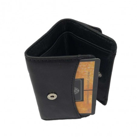 Mini portefeuille en cuir TONY PEROTTI "Végétale" noir | Petite maroquinerie porte-monnaie homme cuir italien qualité luxe