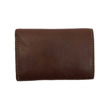 Mini portefeuille en cuir TONY PEROTTI "Végétale" marron | Petite maroquinerie porte-monnaie homme cuir italien qualité luxe