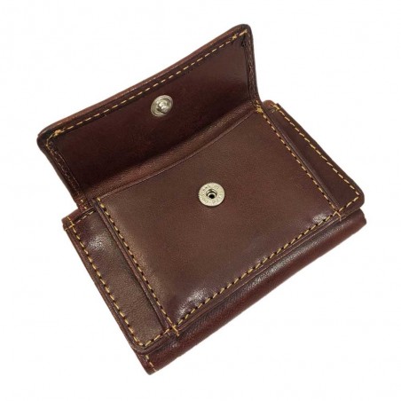 Mini portefeuille en cuir TONY PEROTTI "Végétale" marron | Petite maroquinerie porte-monnaie homme cuir italien qualité luxe