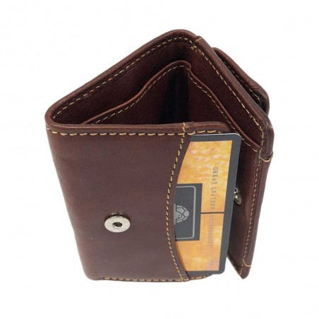 Mini portefeuille en cuir TONY PEROTTI "Végétale" marron | Petite maroquinerie porte-monnaie homme cuir italien qualité luxe