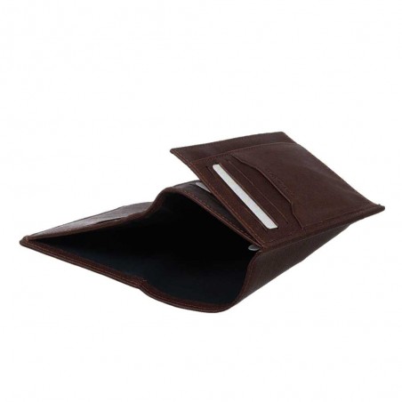 Portefeuille en cuir homme SERGE BLANCO "Anchorage" marron foncé chocolat | Porte-cartes porte-monnaie qualité marque française