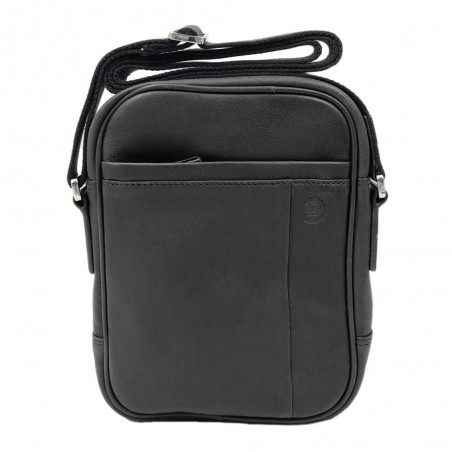 Sacoche homme en cuir SERGE BLANCO "Anchorage" noir | Pochette porté croisé qualité marque française style sportif rugby