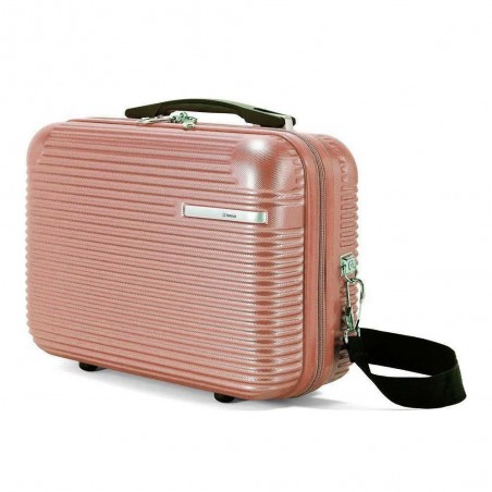 Valise cabine + vanity BENZI "Stripes" rose gold | Set de bagages femme pas cher