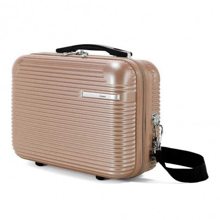 Valise cabine + vanity BENZI "Stripes" champagne | Set de bagages femme pas cher