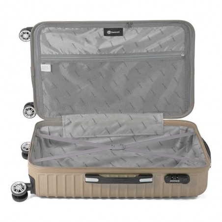 Valise medium 66 cm BENZI "Stripes" champagne | Bagage soute taille moyenne femme pas cher