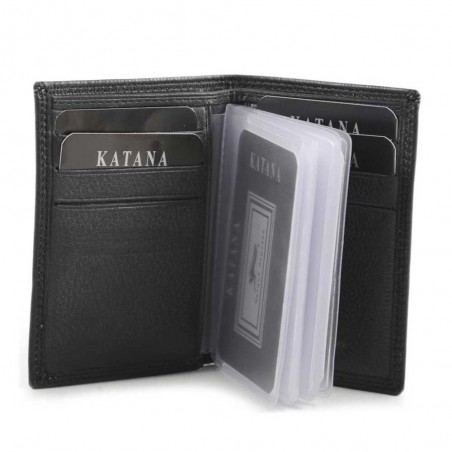 Porte-cartes en cuir KATANA protection RFID noir – Portefeuille étui cartes bancaires sécurisé anti ondes