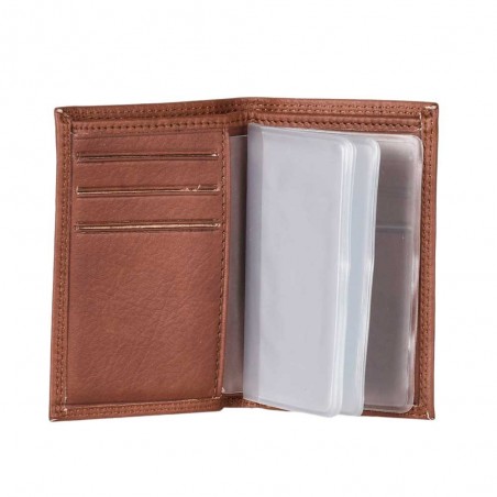 Porte-cartes en cuir KATANA protection RFID marron gold – Portefeuille étui cartes bancaires sécurisé anti ondes