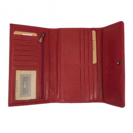 Portefeuille compagnon en cuir KATANA rouge | Tout-en-un femme grand format porte-chéquier pas cher Portefeuille compagnon en cuir KATANA rouge | Tout-en-un femme grand format porte-chéquier pas cher