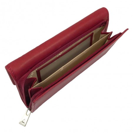 Portefeuille compagnon en cuir KATANA rouge | Tout-en-un femme grand format porte-chéquier pas cher Portefeuille compagnon en cuir KATANA rouge | Tout-en-un femme grand format porte-chéquier pas cher