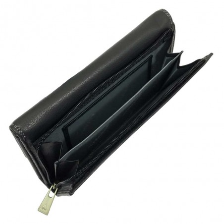 Portefeuille compagnon en cuir KATANA noir | Tout-en-un femme grand format porte-chéquier pas cher Portefeuille compagnon en cuir KATANA noir | Tout-en-un femme grand format porte-chéquier pas cher
