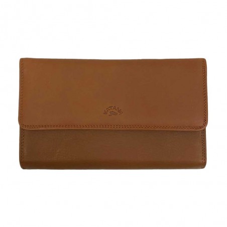 Portefeuille compagnon en cuir KATANA marron gold | Tout-en-un femme grand format porte-chéquier pas cher Portefeuille compagnon en cuir KATANA marron gold | Tout-en-un femme grand format porte-chéquier pas cher