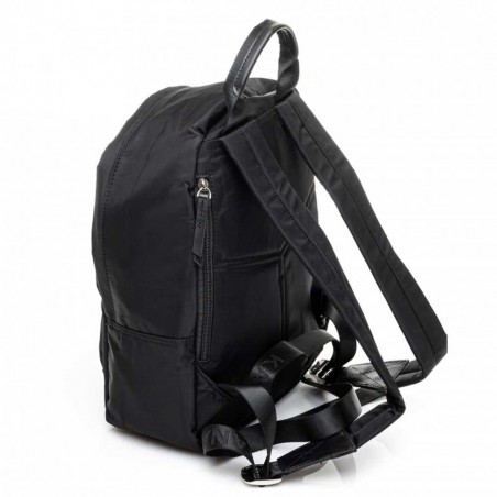 Sac à dos ville nylon et cuir KATANA noir | Sac femme porté dos pas cher style Longchamp