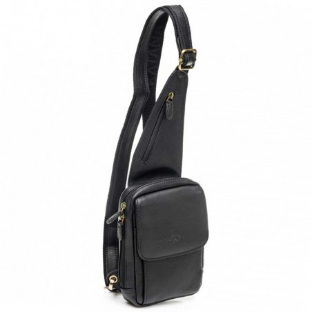 Sac holster homme en cuir KATANA noir | Sacoche body porté croisé pas cher