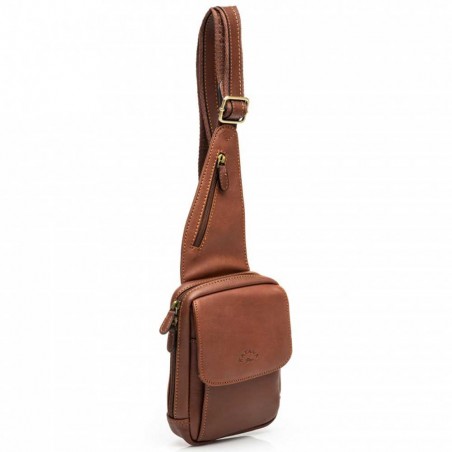 Sac holster homme en cuir KATANA marron | Sacoche body porté croisé pas cher