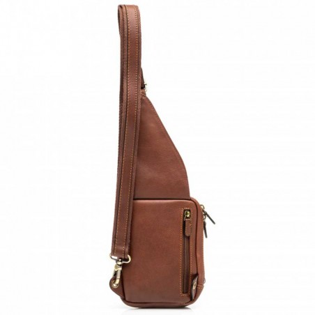 Sac holster homme en cuir KATANA marron | Sacoche body porté croisé pas cher