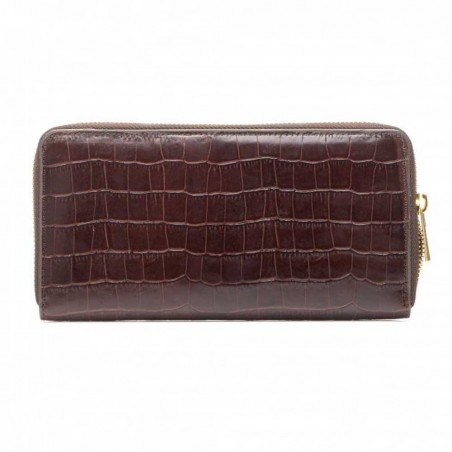 Compagnon en cuir aspect croco KATANA chocolat | Portefeuille femme tout-en-un grand format pratique pas cher Compagnon en cuir aspect croco KATANA chocolat | Portefeuille femme tout-en-un grand format pratique pas cher