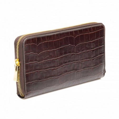 Compagnon en cuir aspect croco KATANA chocolat | Portefeuille femme tout-en-un grand format pratique pas cher Compagnon en cuir aspect croco KATANA chocolat | Portefeuille femme tout-en-un grand format pratique pas cher