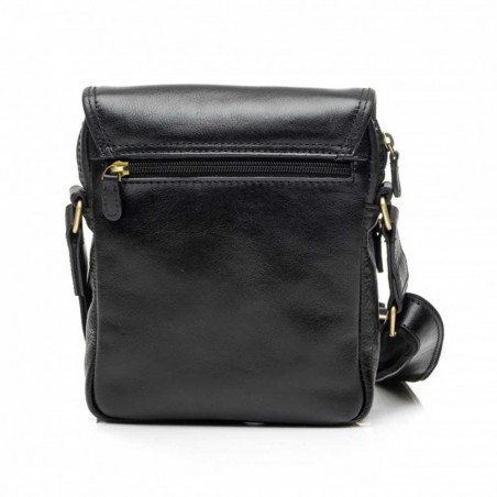 Sacoche bandoulière homme en cuir gras KATANA noir | Pochette grande taille homme porté travers cuir véritable pas cher