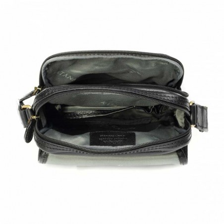 Sacoche bandoulière homme en cuir gras KATANA noir | Pochette grande taille homme porté travers cuir véritable pas cher