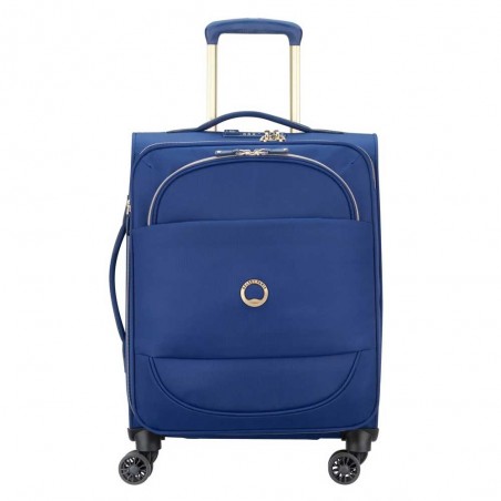 Valise cabine extensible DELSEY "Montrouge" bleu | Bagage petite taille femme élégant semi-rigide léger marque pas cher
