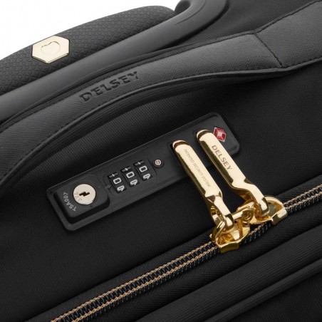 Valise soute 77cm extensible DELSEY "Montrouge" noir | Bagage grande taille femme qualité luxe
