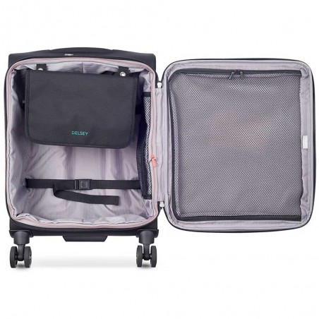 Valise cabine souple DELSEY "Helium DLX" noir | Bagage petit format qualité marque française pas cher