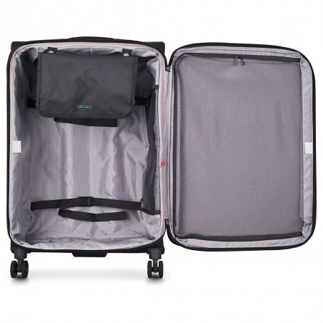 Valise soute 78cm extensible DELSEY "Helium DLX" noir | Bagage grande taille séjour 3 semaines pas cher qualité marque française