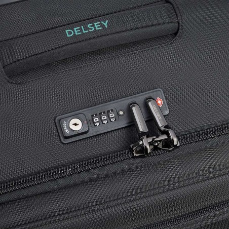 Valise soute 78cm extensible DELSEY "Helium DLX" noir | Bagage grande taille séjour 3 semaines pas cher qualité marque française