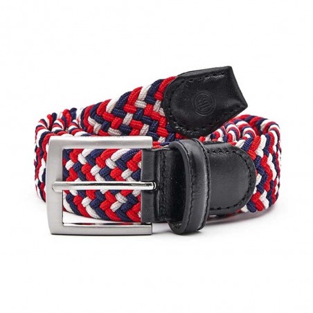 Ceinture extensible homme SERGE BLANCO rouge | Ceinture style casual 110cm tressée rouge bleu marine