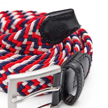 Ceinture extensible homme SERGE BLANCO rouge | Ceinture style casual 110cm tressée rouge bleu marine