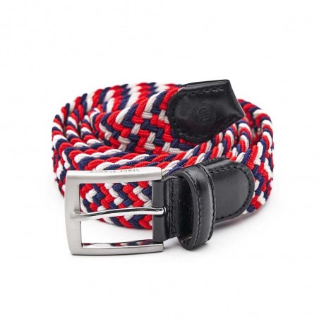 Ceinture extensible homme SERGE BLANCO rouge | Ceinture style casual 110cm tressée rouge bleu marine