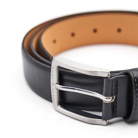 Ceinture homme en cuir SERGE BLANCO noir | Ceinture style élégant casual 110cm